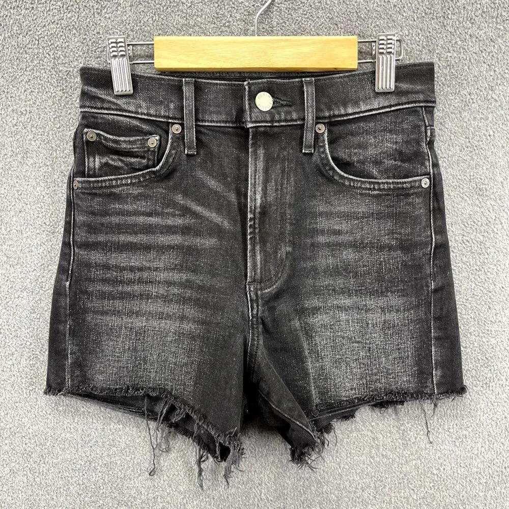 Denim Forum Shorts Womens 24 Black The Arlo Denim Shorts Raw Hem